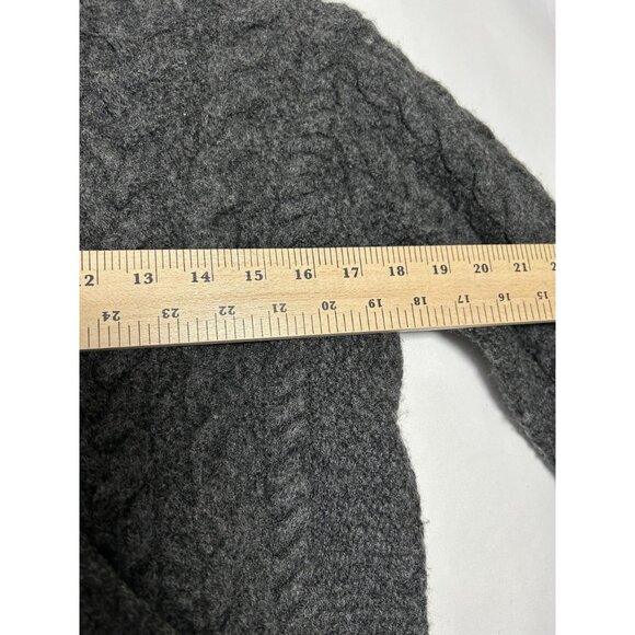 Aran Sweater Market Women's Gray Cable Knit 100%Merino Wool Turtleneck Sweater M - Picture 6 of 10
